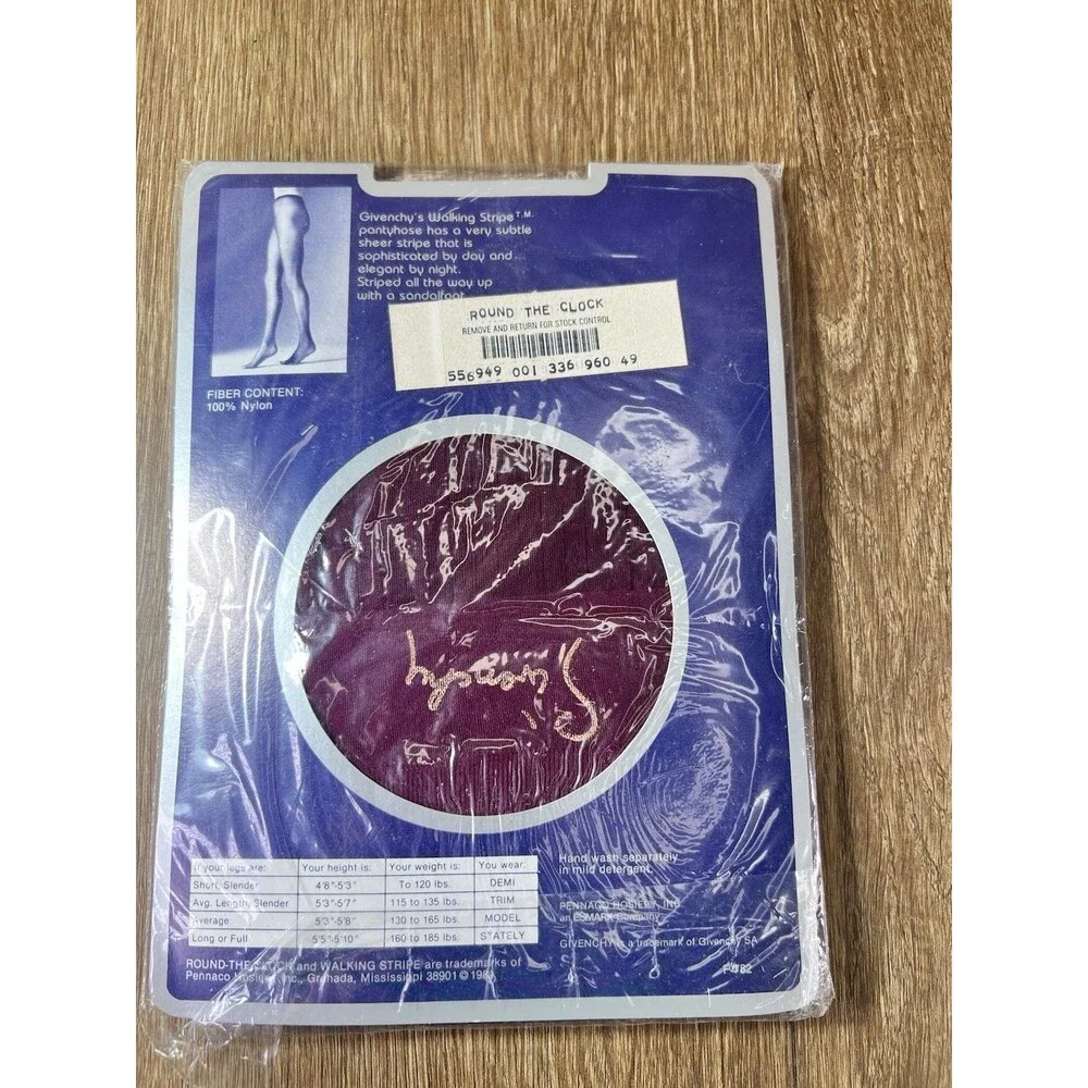 Vintage Givenchy Walking Stripe Pantyhose Fine Wine Red Burgundy Stately NIP